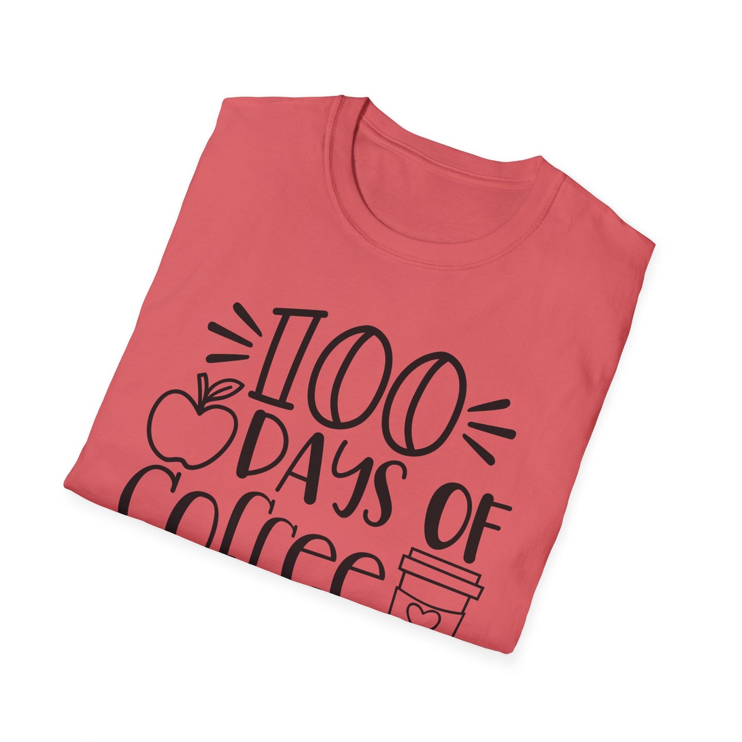 100 Days of Coffee & Chaos - Unisex Softstyle T-Shirt