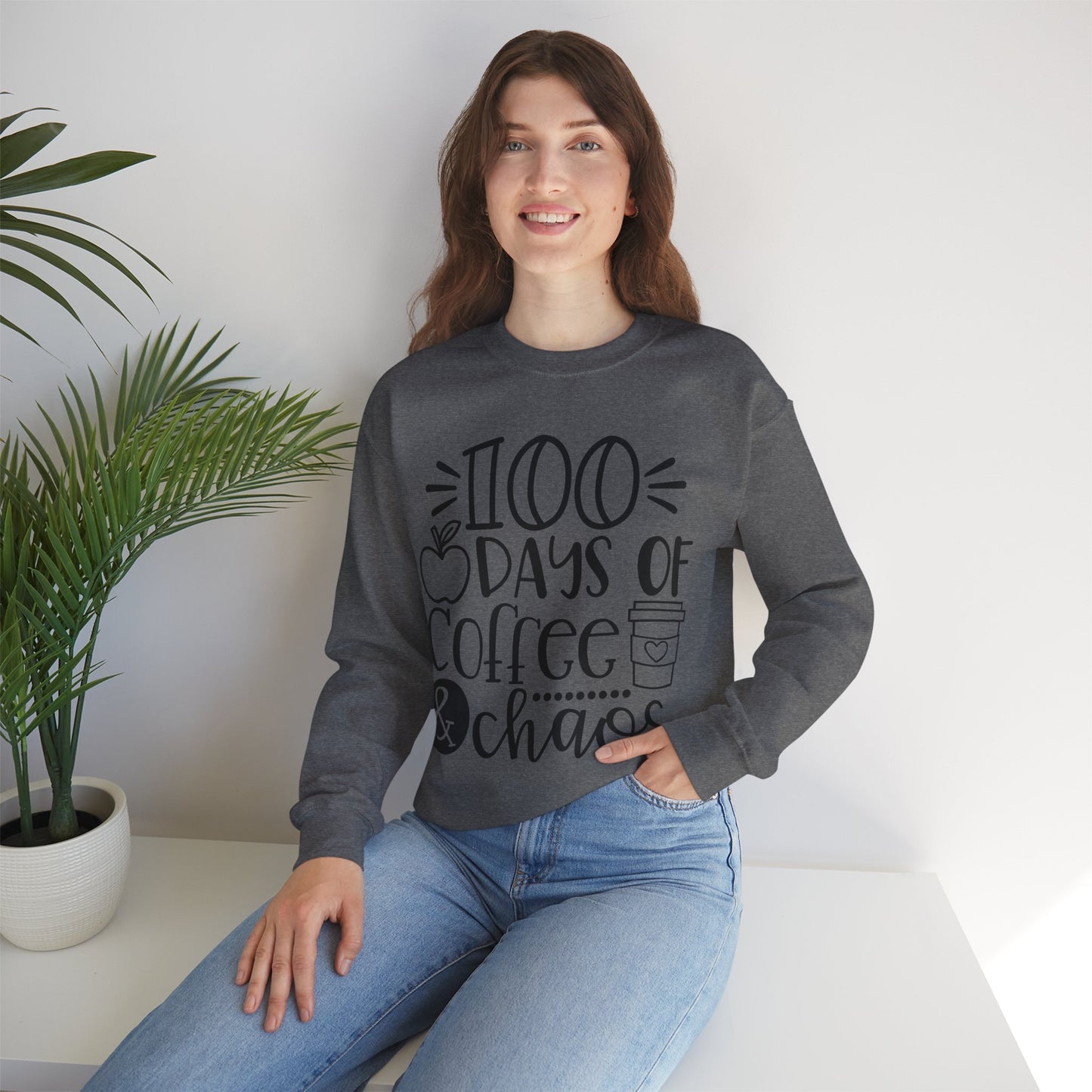 100 Days of Coffee & Chaos - Crewneck Sweatshirt
