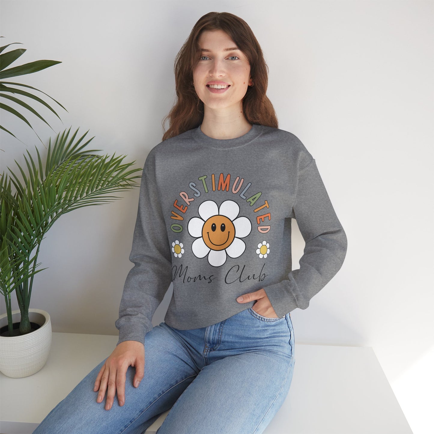Floral Overstimulated Mom - Crewneck Sweatshirt