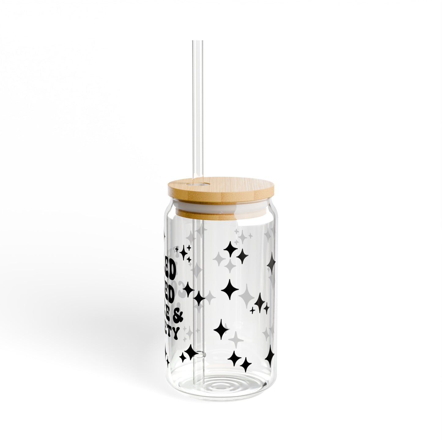 Fueled by Iced Coffee & Anxiety Sipper Glass, 16oz