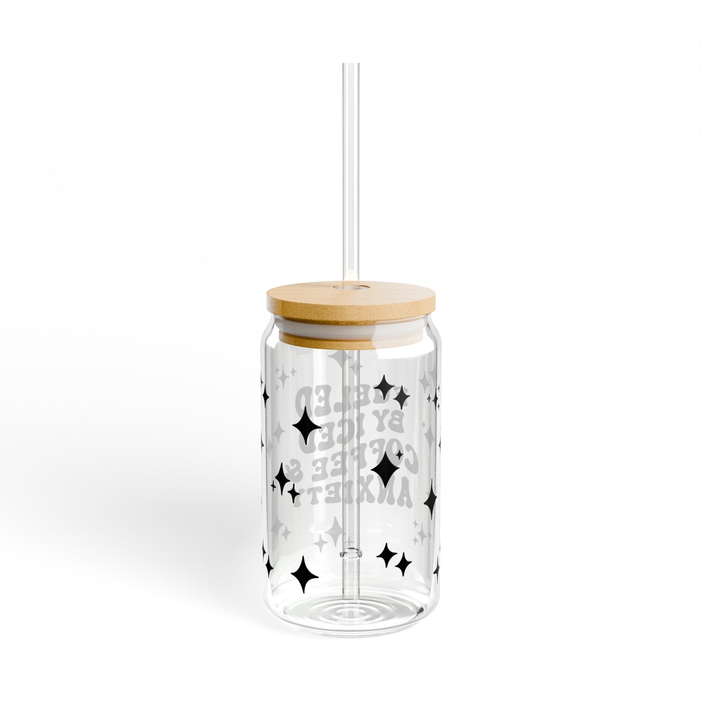 Fueled by Iced Coffee & Anxiety Sipper Glass, 16oz