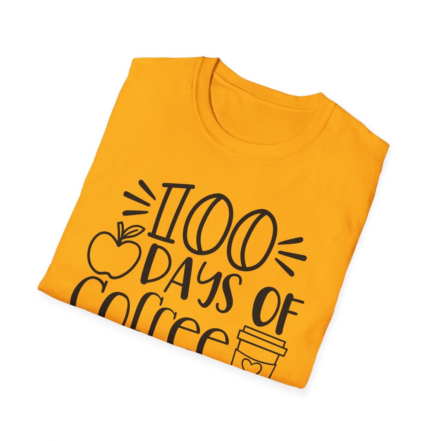 100 Days of Coffee & Chaos - Unisex Softstyle T-Shirt