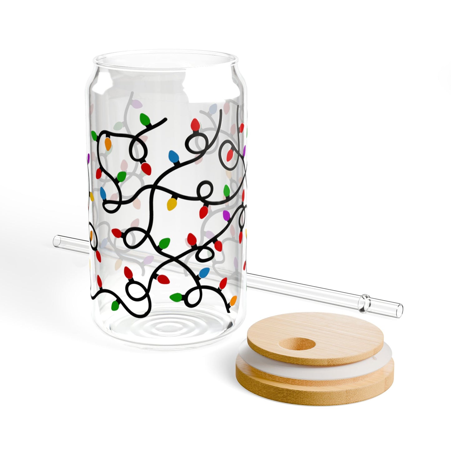 Holiday Lights Sipper Glass, 16oz