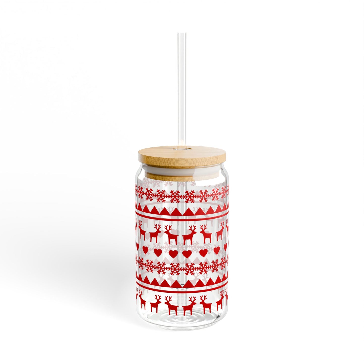 Red Holiday Sipper Glass, 16oz