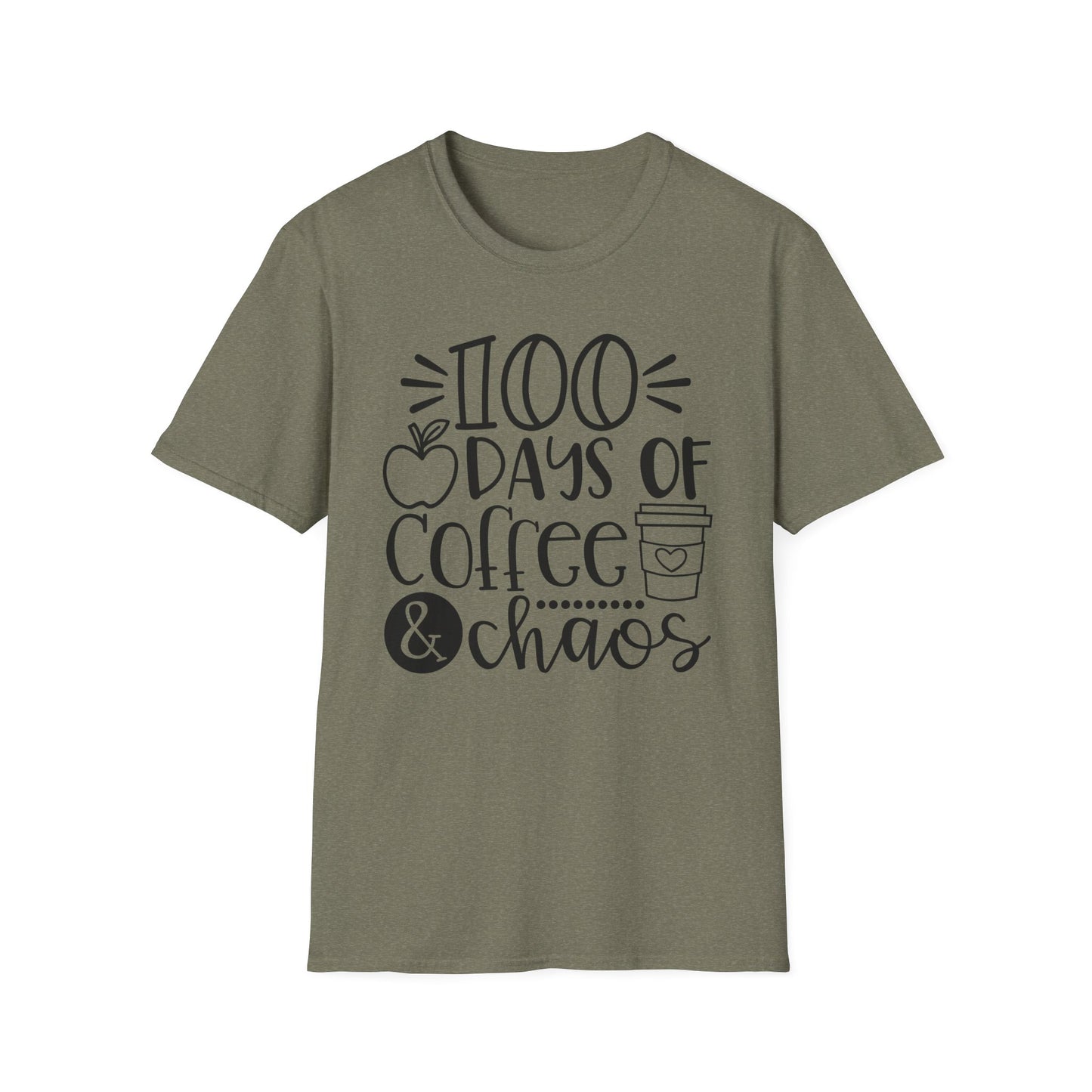 100 Days of Coffee & Chaos - Unisex Softstyle T-Shirt