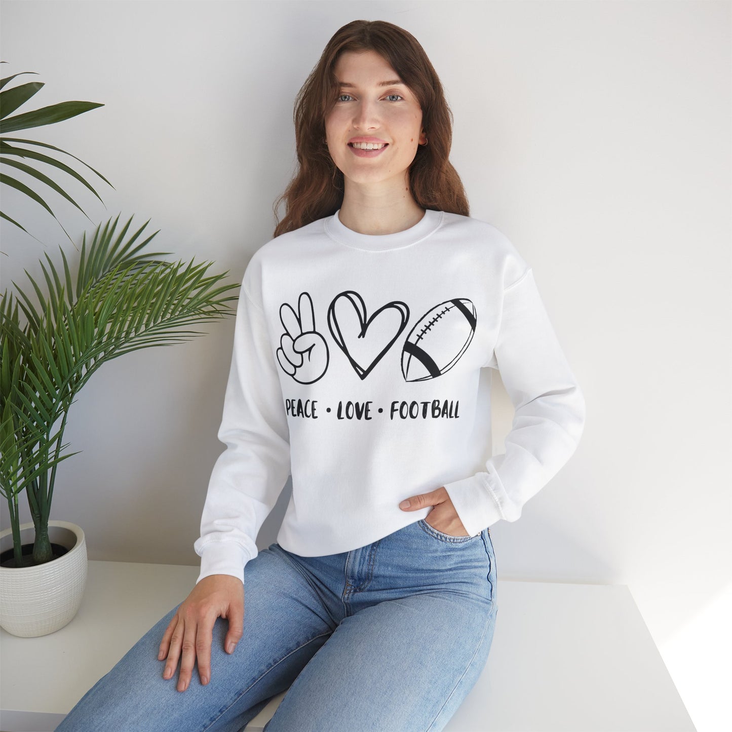 Peace Love Football - Crewneck Sweatshirt