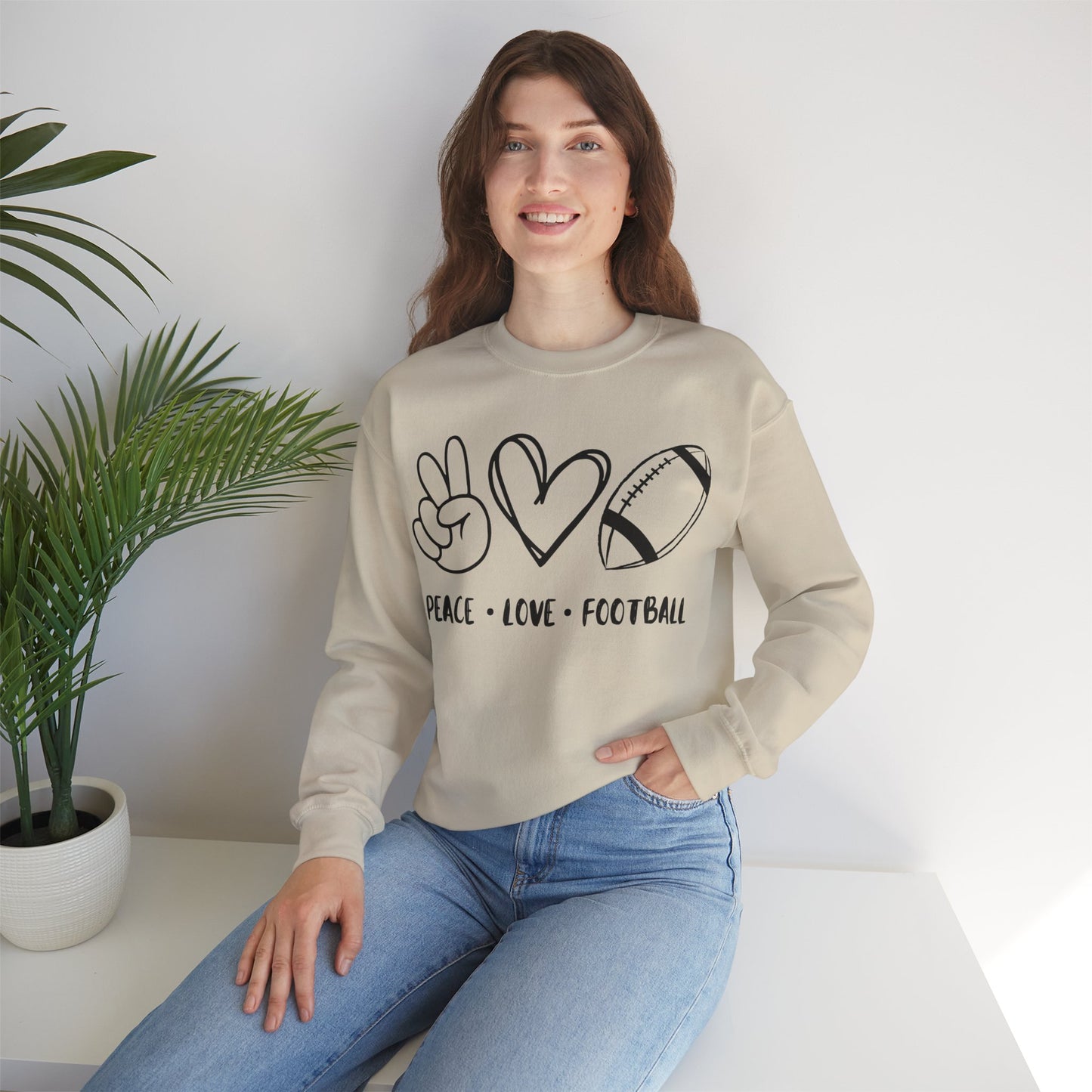 Peace Love Football - Crewneck Sweatshirt