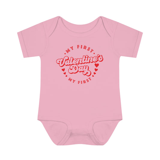 My First Valentine's Day Retro - Infant Baby Rib Bodysuit