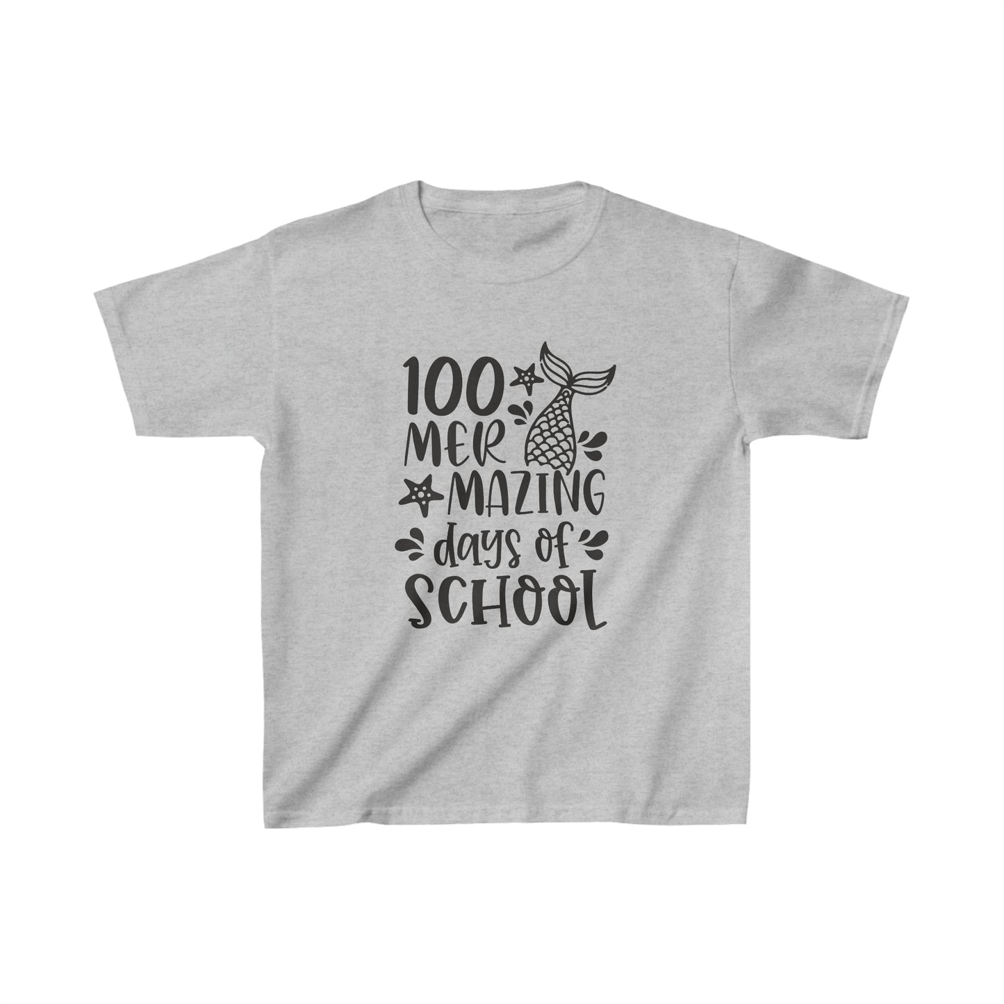 Mermaid 100 Days of School - Kids Heavy Cotton Tee