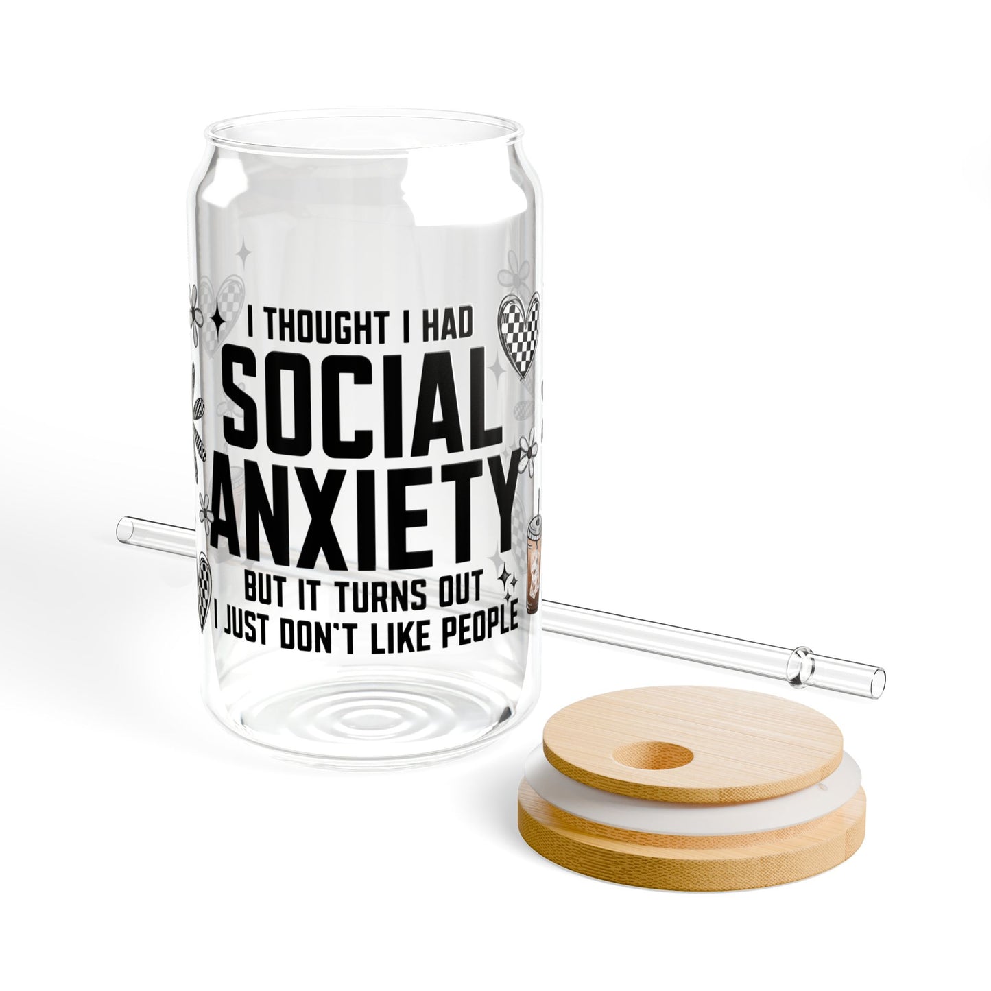 Social Anxiety Sipper Glass, 16oz