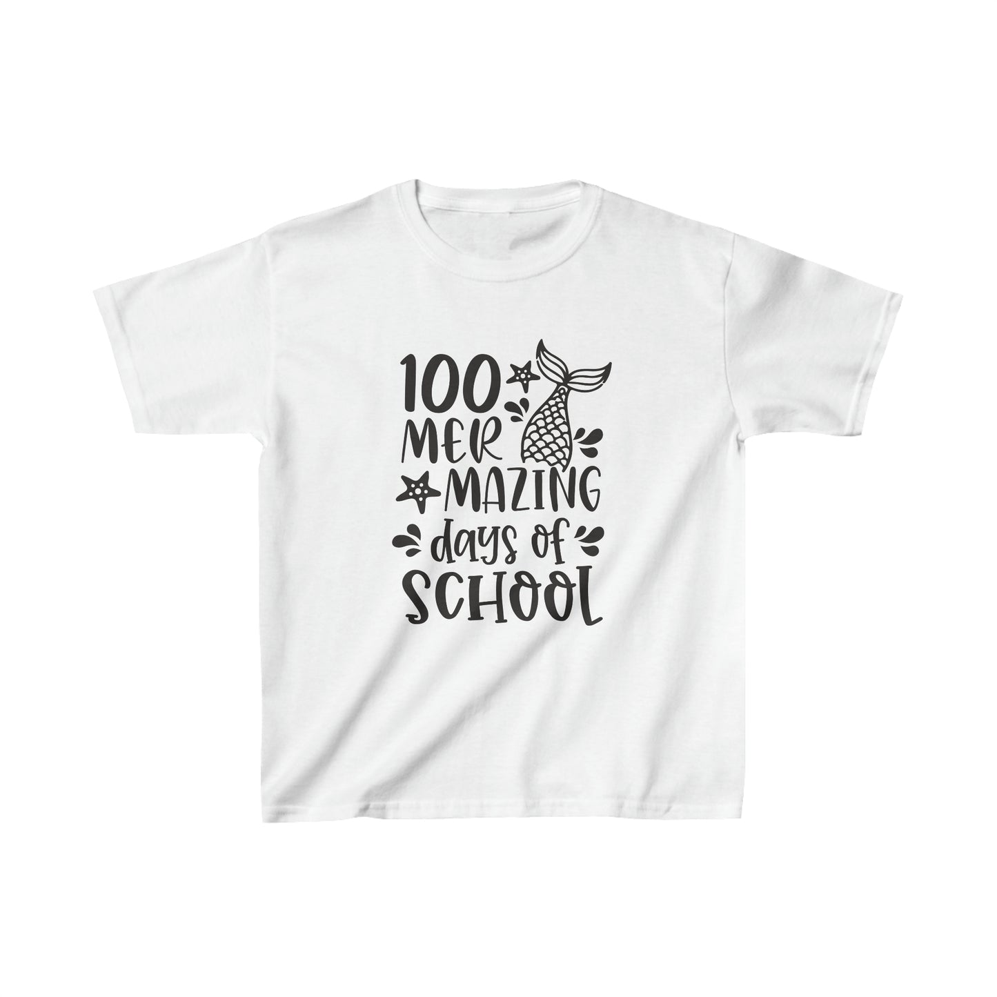 Mermaid 100 Days of School - Kids Heavy Cotton Tee