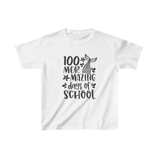 Mermaid 100 Days of School - Kids Heavy Cotton Tee