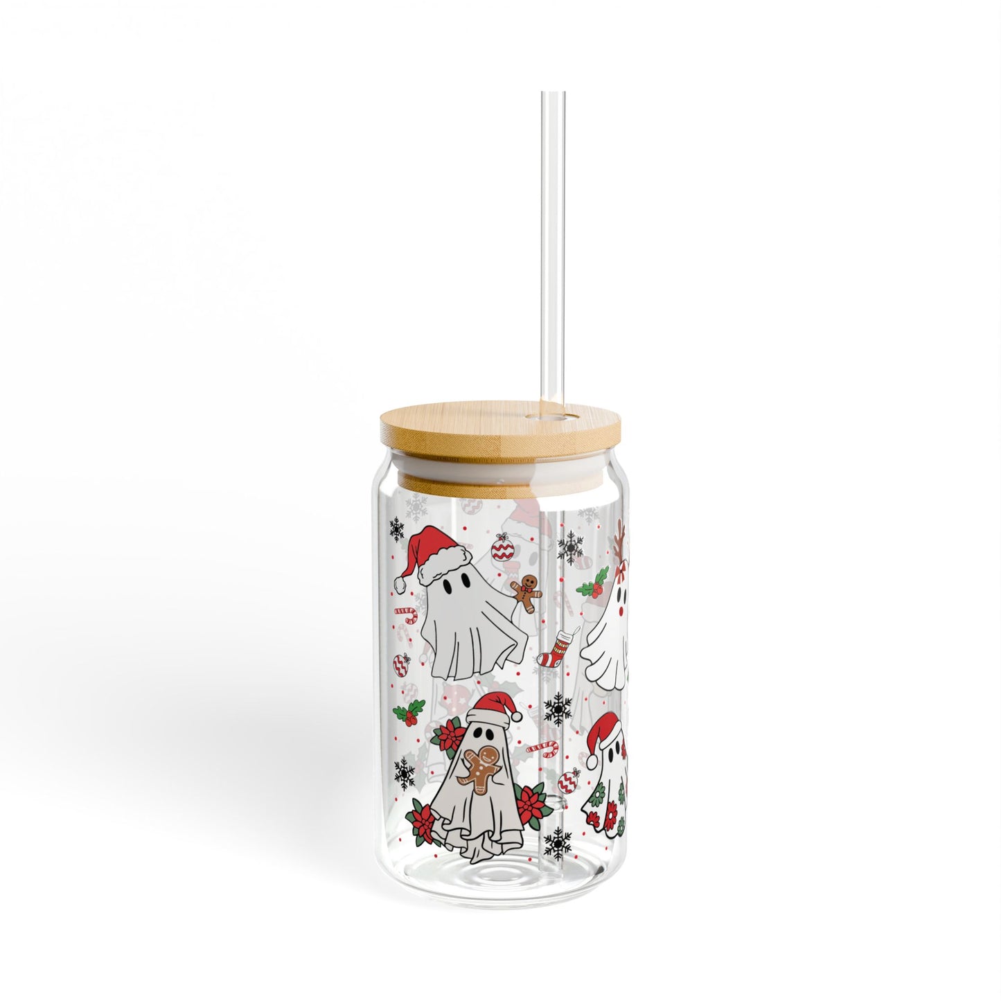 Cute Holiday Ghost Sipper Glass, 16oz