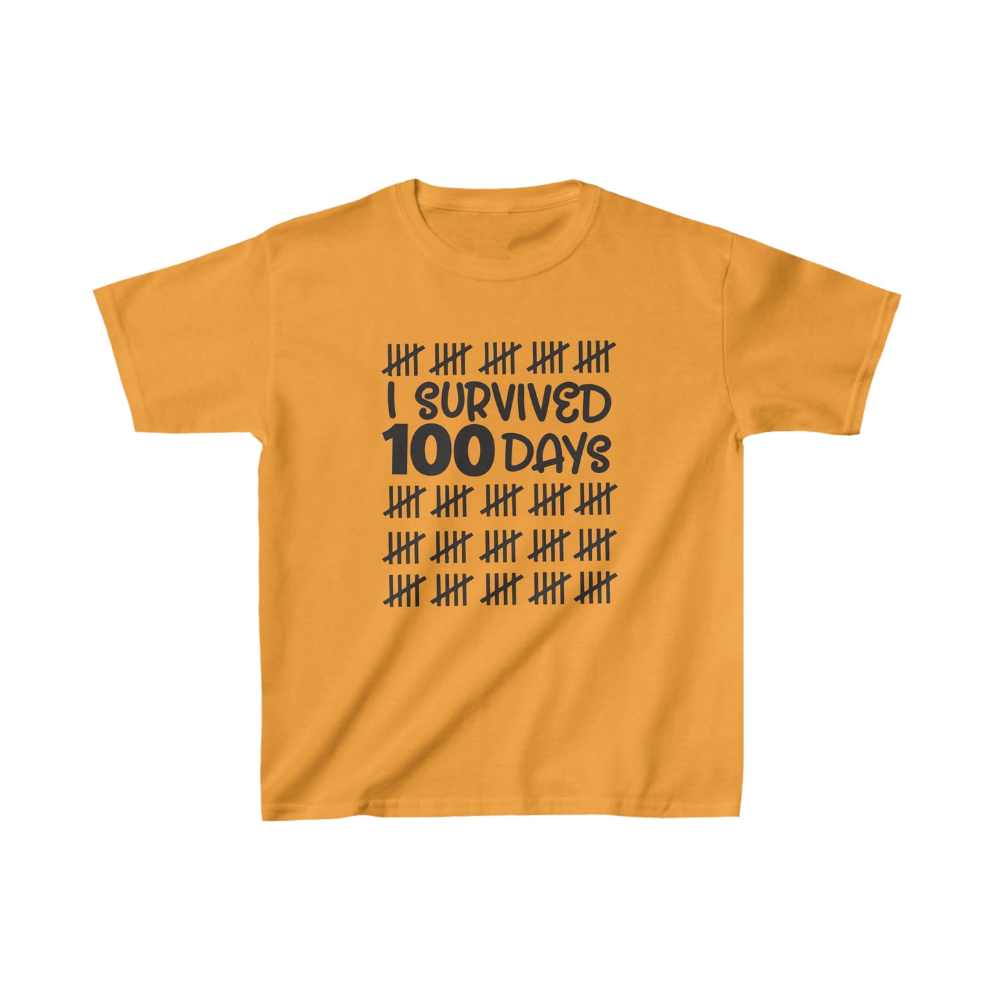 Survived 100 Days - Kids Heavy Cotton Tee