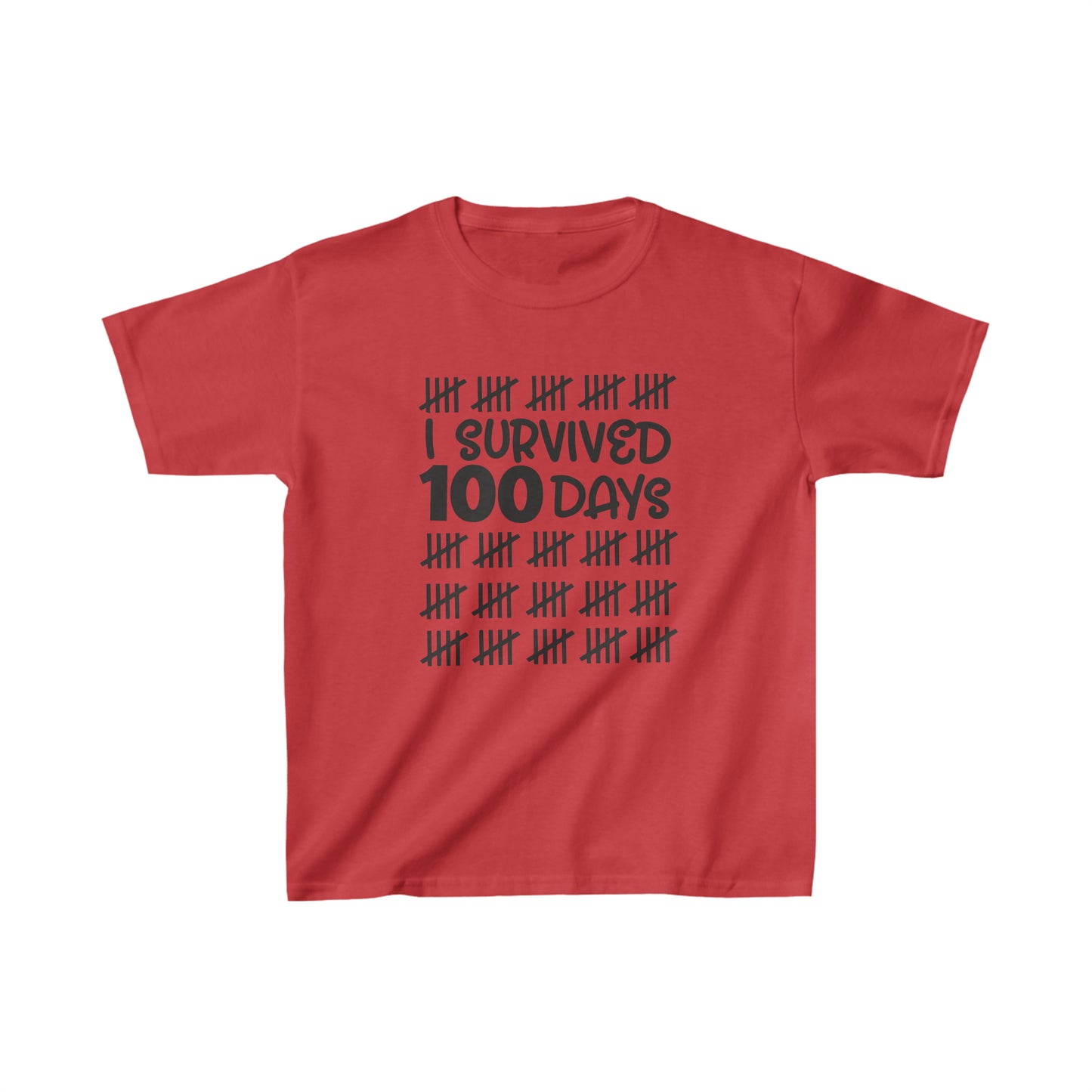 Survived 100 Days - Kids Heavy Cotton Tee