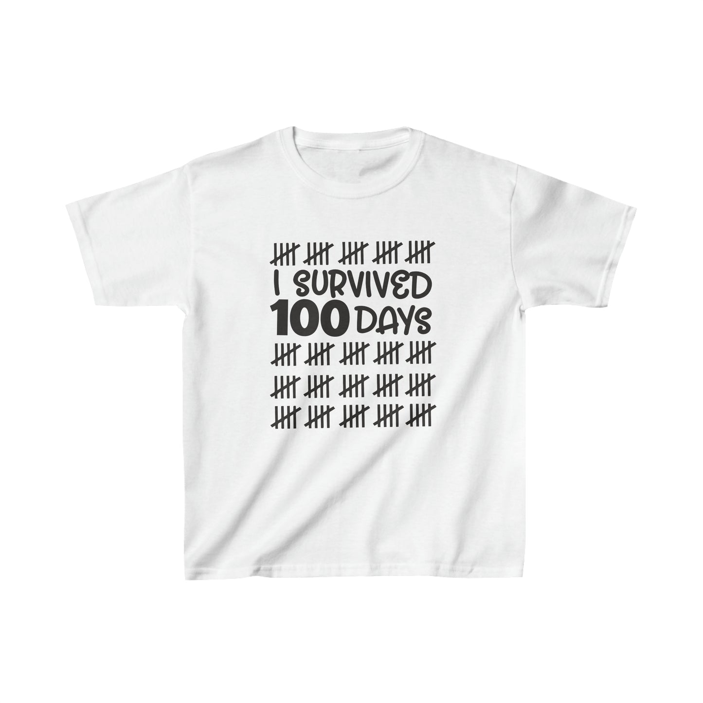 Survived 100 Days - Kids Heavy Cotton Tee