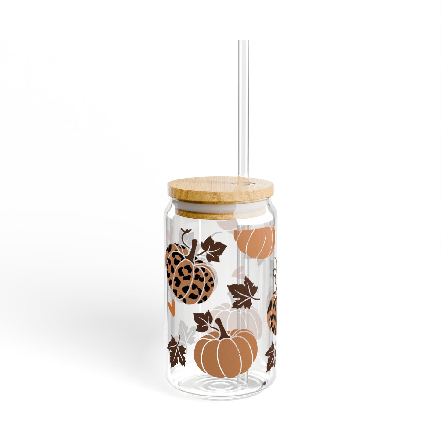 Fall Cheetah Pumpkin Sipper Glass, 16oz