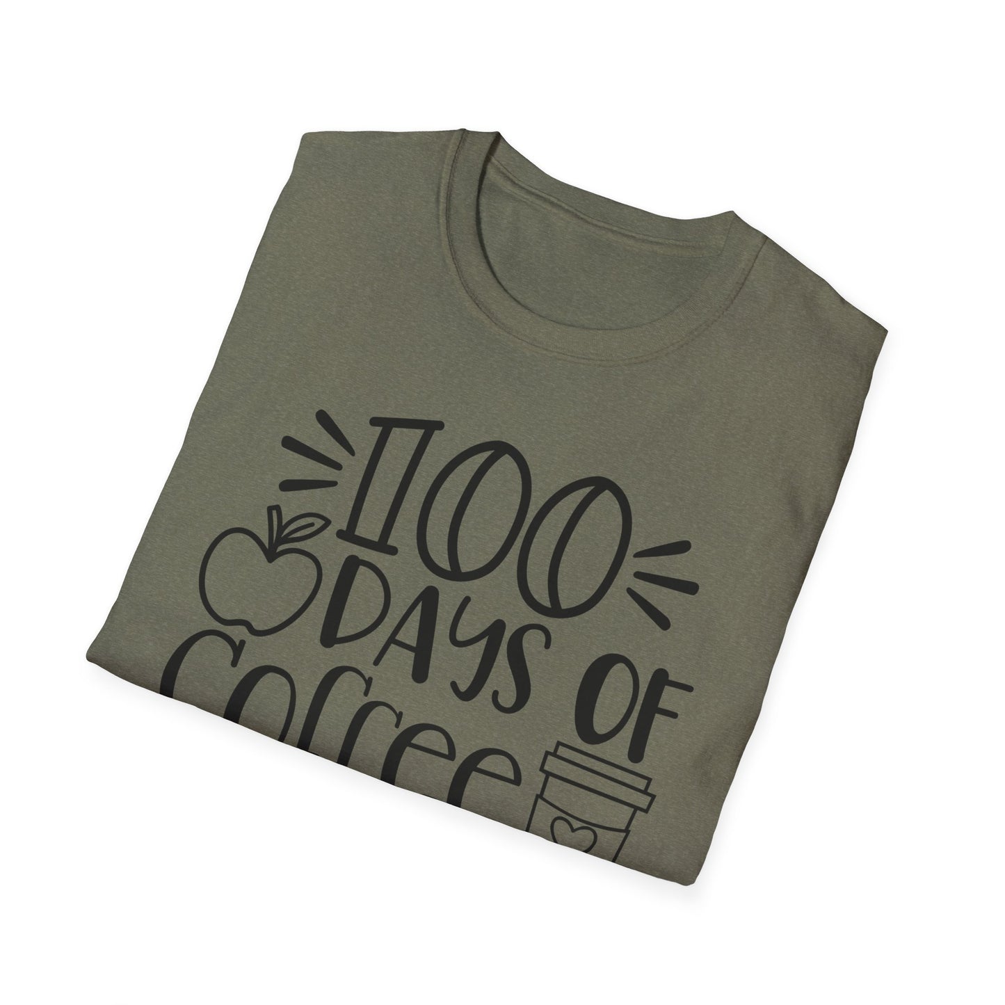100 Days of Coffee & Chaos - Unisex Softstyle T-Shirt