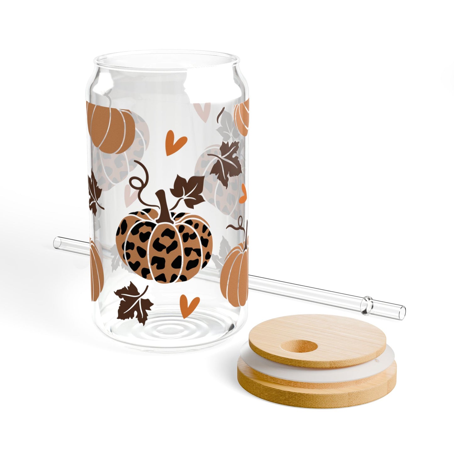 Fall Cheetah Pumpkin Sipper Glass, 16oz